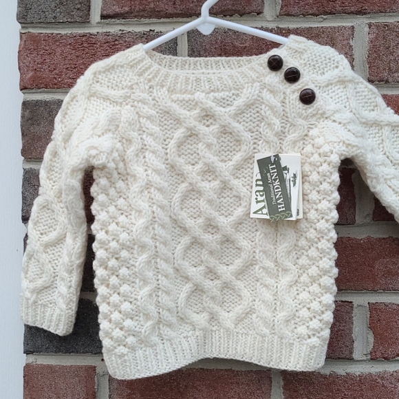 Aran Crafts Other - NWT Aran Baby Button Crew Neck Handknit Sweater